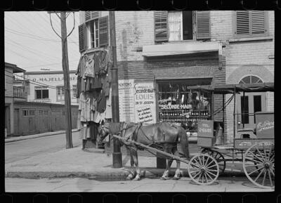 Pawnshop and milk wagon, Qu�bec, Canada 1940s Old Photo