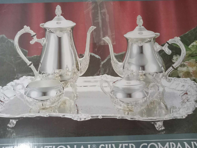 vintage & rare international silver company 5 piece coffee and tea