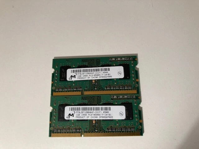 Micron 2Gb Notebook RAM Kit SODIMM (2 x 1Gb) DDR3 1Rx8 PC3-8500S-7-10-1 CL7 1066 - Image 3 of 4
