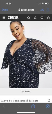 maya deluxe Bridesmaid dress Navy Sequinned Wrap Dress