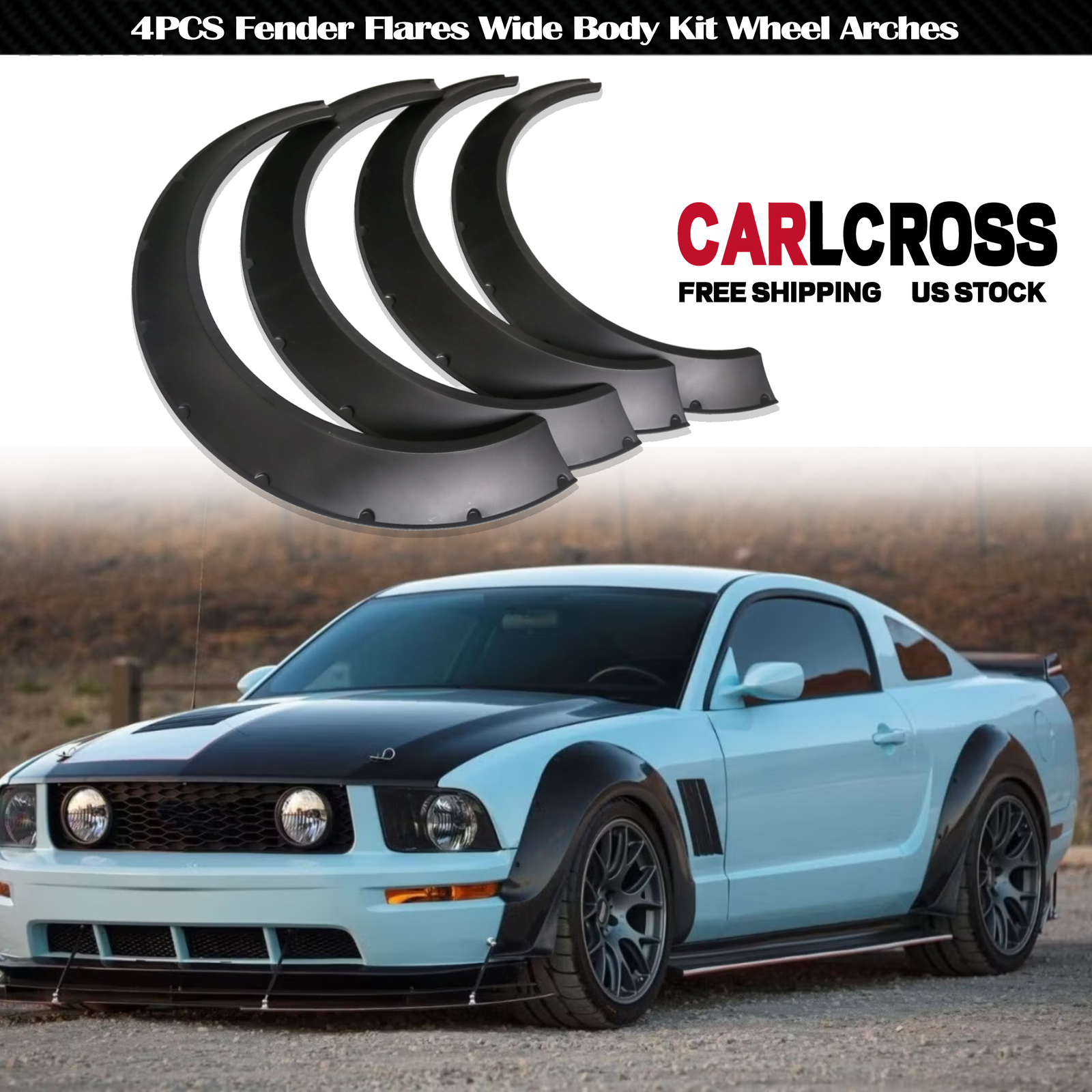 4PC Wide Body Fender Flares for Ford Mustang Shelby GT GTS
