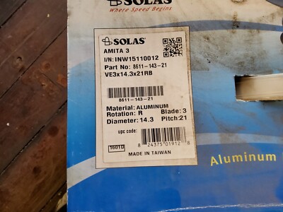 Solas 8611-143-21 Alum Prop OMC Volvo SX Drive 14.3'' 21'' Pitch 3