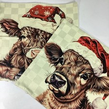 Highland Cow Christmas Pillow Covers Set of 2 Farmhouse Cushion Case 18x18