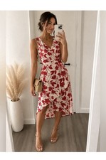 Banana Republic White Floral Print Midi Dress Size 6