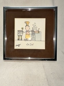 Vintage William Eagan THE CHEF 1977 Watercolor Print Signed Professional Framed