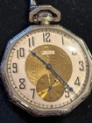 Vtg Antique Elgin 14k White Gold Plate Octagonal Pocket Watch RUNNING!