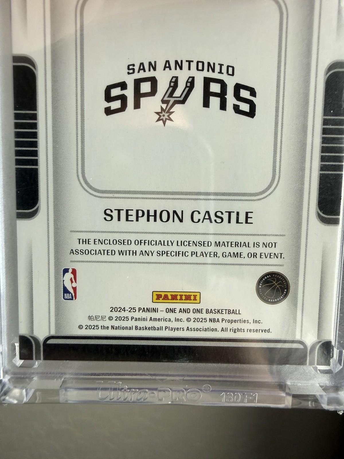 2024 Panini One and One Laundry Tag NBA Logoman White Stephon Castle /10 Sealed view 2