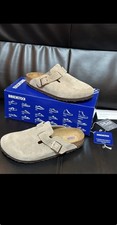 Birkenstock Boston Soft Footbed Suede Leather Taupe Clogs Unisex Shoes New