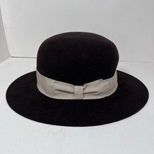 Stetson Brown Women’s Felt Hat with Beige Bow Size M Made In USA