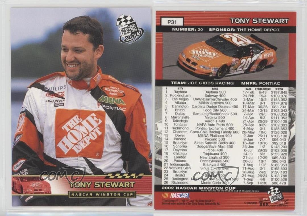 2003 Press Pass Platinum Tony Stewart #P31 HOF 2i2