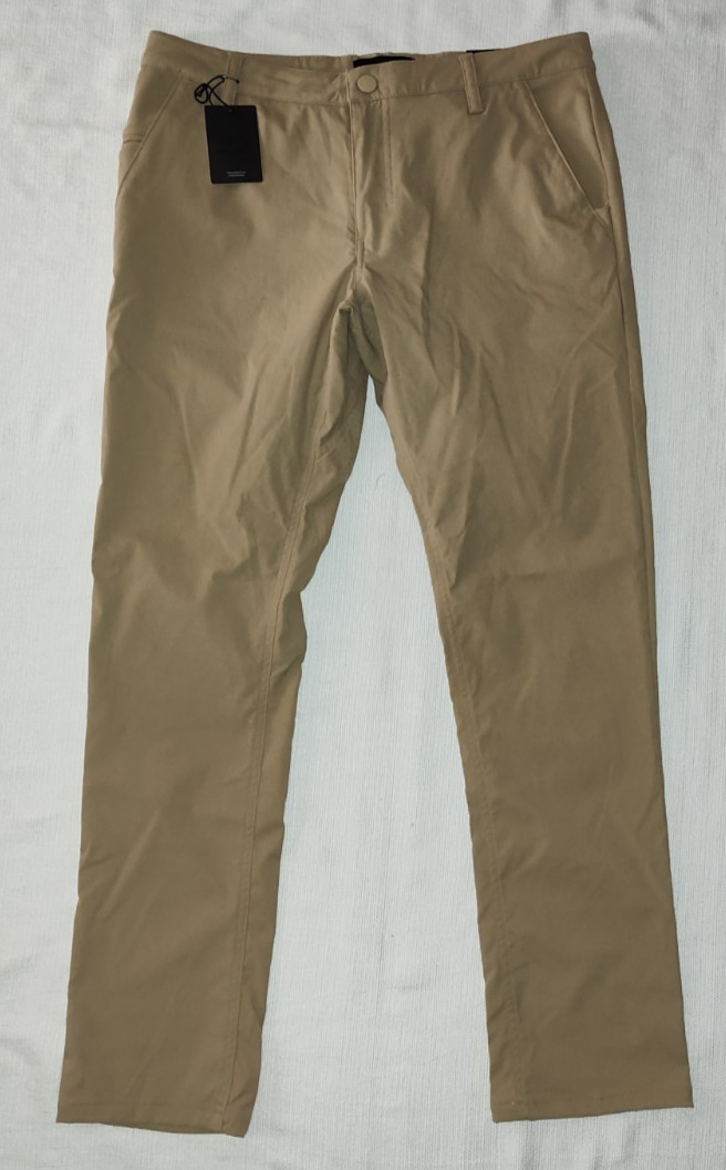 NEW True Linkswear Slim Straight All Day Chino Performance Pants Beige 33X32