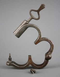 Antique Plug 8 Handcuffs w/ Key & Plug "Irish 8" Boer War Iron 19th Century