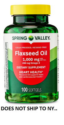#ad Spring Valley Flaxseed Oil Softgels Dietary Supplement 1000 mg 100 Count $8.99