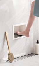 Shower Foot Rest for Shaving Legs Footrest Niche with Shaving Holder Matte White