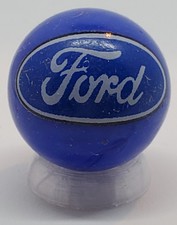 Ford Blue Glass 1" Logo Marble w/ Colored Stand