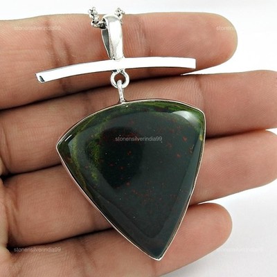 March Bloodstone Gemstone Daughters Day Trendy New Pendant Solid Sterling Silver