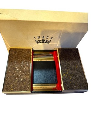 Men s Swank MCM Red Velvet Gold Tone Cork Accented Jewelry Vanity 60 s Mad Men