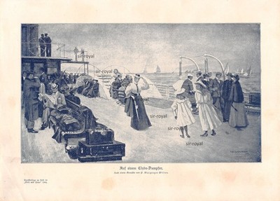 Auf einem Clyde-Dampfer - Peter MacGregor Wilson - 1904 - Kunstdruck ~21x29cm