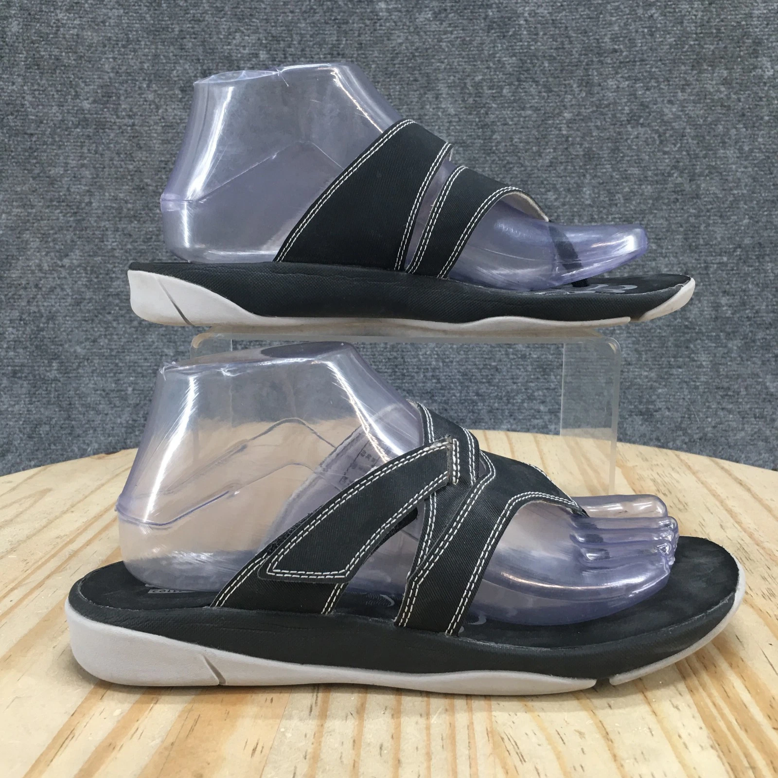 Sandali Clarks donna 8 M casual infradito infradito infradito nero ecopelle