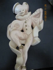 Male Vintage MCM 1960s Miller Studio Chalkware Wall Plaque Harlequin - Pink Gold