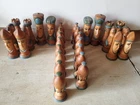 30 Vintage 1970's-1980's Duncan Mold Ceramic Blue/Green LARGE 6-8" Chess Pieces