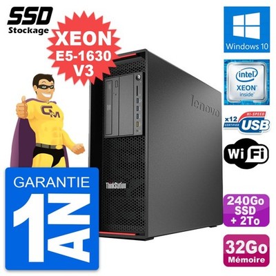 PC tour LENOVO Workstation P500 Xeon E5-1630 V3 RAM 32Go SSD 240Go +HDD 2To W10