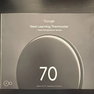 Google Nest Learning Thermostat 4th Gen w/ Sensor - Polished Obsidian -Black