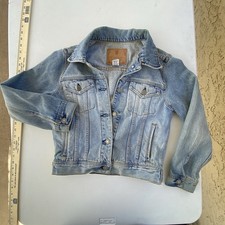 Vintage Abercrombie & Fitch Denim Trucker Jacket USA Made Y2K Distressed Medium
