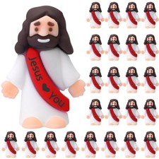 25 Jesus Figures Mini Rubber Toys for Christmas, Baptism, and Religious Favors