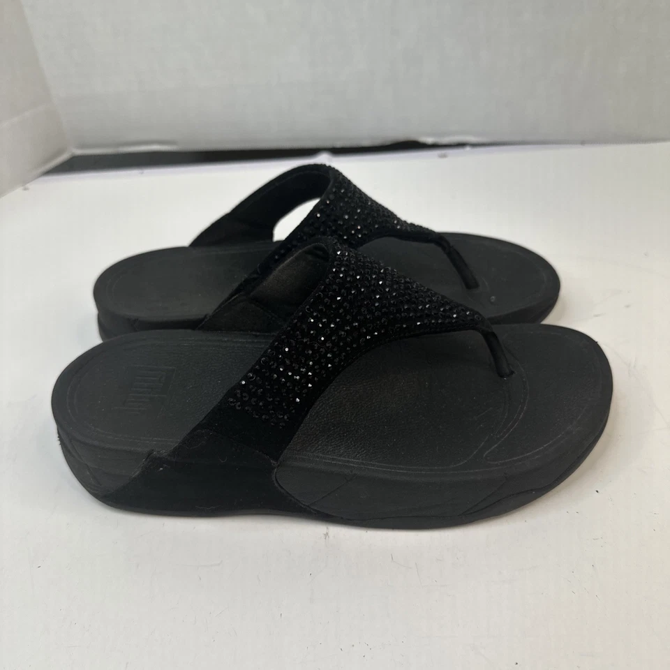Fitflop Slinky Rokkit Black Diamond Sandal Women’s 6 Rhinestone Toning Thong - Image 4 of 4