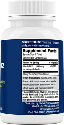 | Vitamin B12 Methylcobalamin | 1000 Mcg | Fast Dissolve Tablets | 200 Count ...