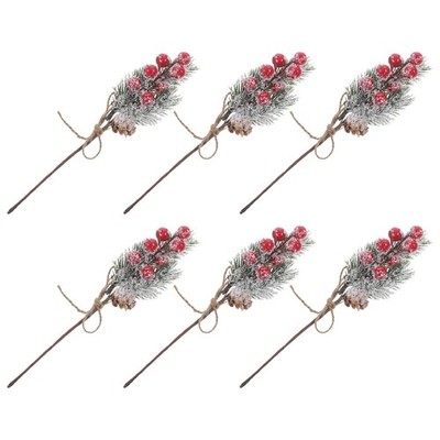  6 Stück Simulation Berry Stem Fake Berry Pine Picks DIY Weihnachten Fake Berry