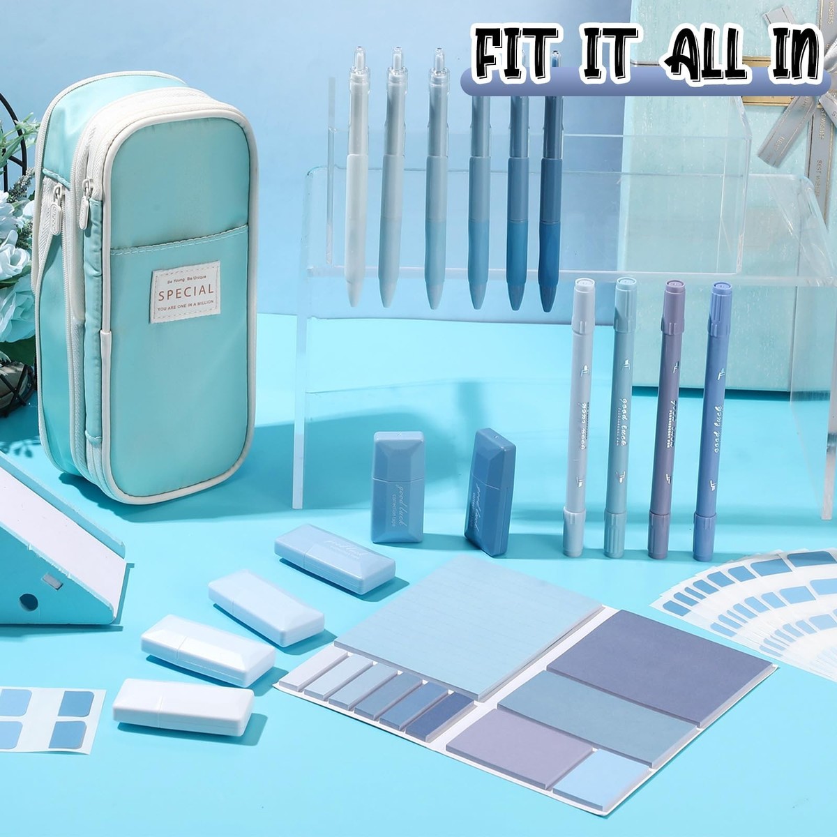 42 PCS Aesthetic School Supplies Kit With Large Pencil Case