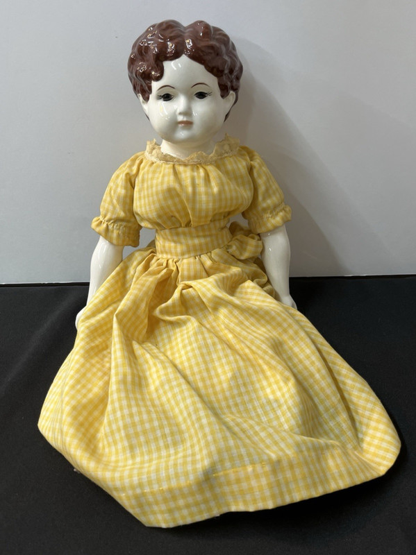 Vintage China Head Doll Clara C 80 Complete Head Arms Feet Fabric Body Dress 20"
