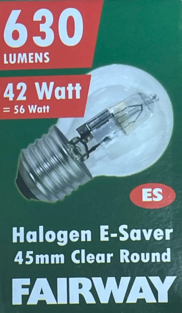 Light Bulb Clear 42w Halogen Golfball ES E27 Fairway 42WGOLFE27