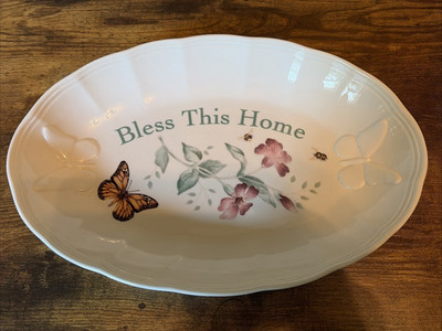 Lenox Butterfly Meadow Bless This Home 11'' Oval Serving Bowl