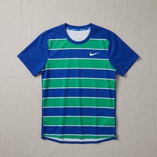 NikeCourt Dri-FIT ADV Slam Mens Tennis Top Medium Blue Green FZ6934-539 NWT