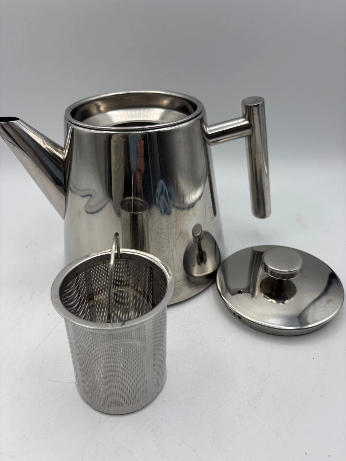 John Lewis Double Wall Stainless Steel 1.2 L Teapot with Infuser, Hardly Used
