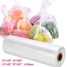 350 Bags Clear Plastic Produce Bags on Roll Kitchen Food Storage Fruit 4 Sizes