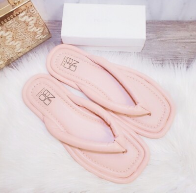 #363 Womens Pink Puffy Thong Flip Flop Flats Sandals Memory Foam Shoes Size 8