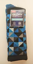 GILDAN SMART BASICS 2 PAIR BLUE Men's Fashion Crew Socks, 6-12 Shoe Size