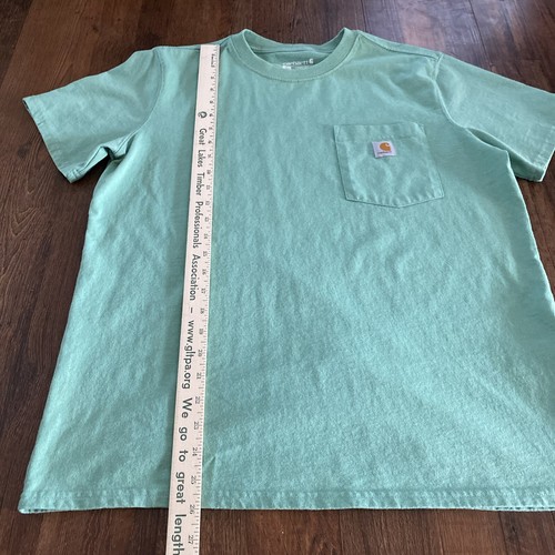 Carhartt Youth Size Large 14/16 T Shirt Lot of Two Brown Teal Front Pocket Logo - Picture 8 of 11
