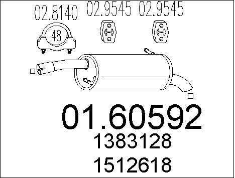 Silencieux arrière Ford Fiesta V 1.4 16V pot echappement van 1.3