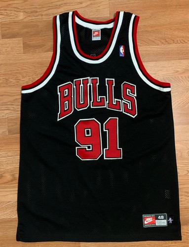 Nike Vintage Authentic Stitched Chicago Bulls #91 Dennis Rodman Jersey Sz 48 XL