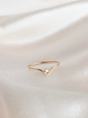 10k Yellow Gold Chevron Ring For Women - Size 7, Dainty & Stylish Everyday Ring - View #10