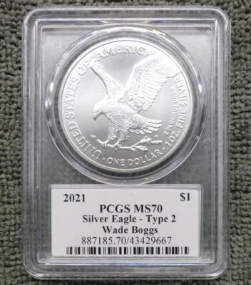 イーグル銀貨-type2 2021 PCGS MS70 Silver Eagle 2021 PCGS MS 70 Type 2 Silver Eagle Dollar, Baseball Legend