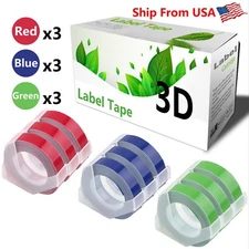 (3Red+3Blue+3Green) LabelTape 3D Fit For Dymo 20008 1540 Dymo 15447