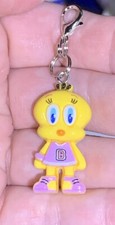 Silver Tweety Bird Charm Zipper Pull  Keychain Add On Clip 