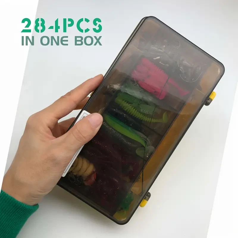 Набор рыболовных приманок 284 шт.: коробка для снастей с мягкими пластиковыми приманками - Изображение 2 из 2