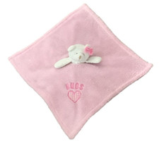 Plush Bear Security Blanket Lovey Fleece Hugs Heart Pink EX